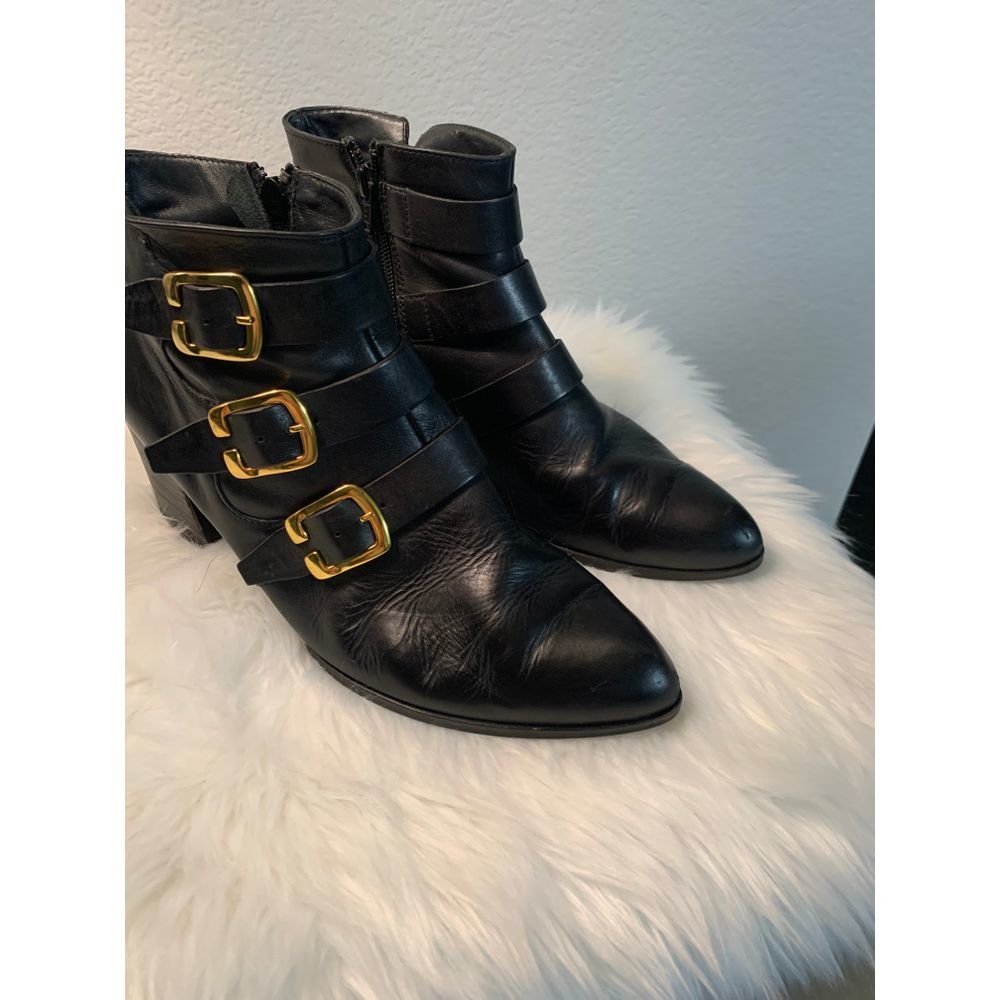 Paul Green Gold Buckle Leather Booties